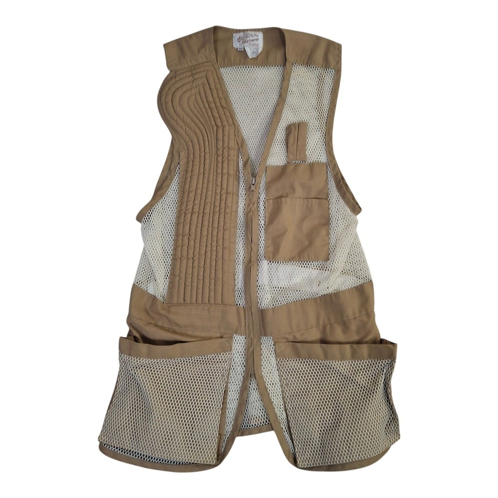 Vintage Seams Inc Sportswear Shooting Vest Mens 42 Tan Mesh Trap Skeet USA Made